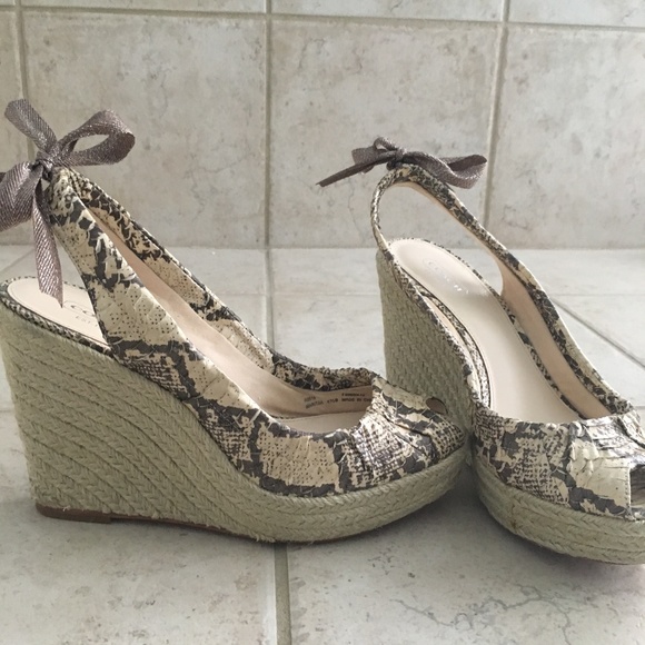 Coach Shoes - Coach Maritza Sz 8.5 Snakeskin Peep toe Wedge